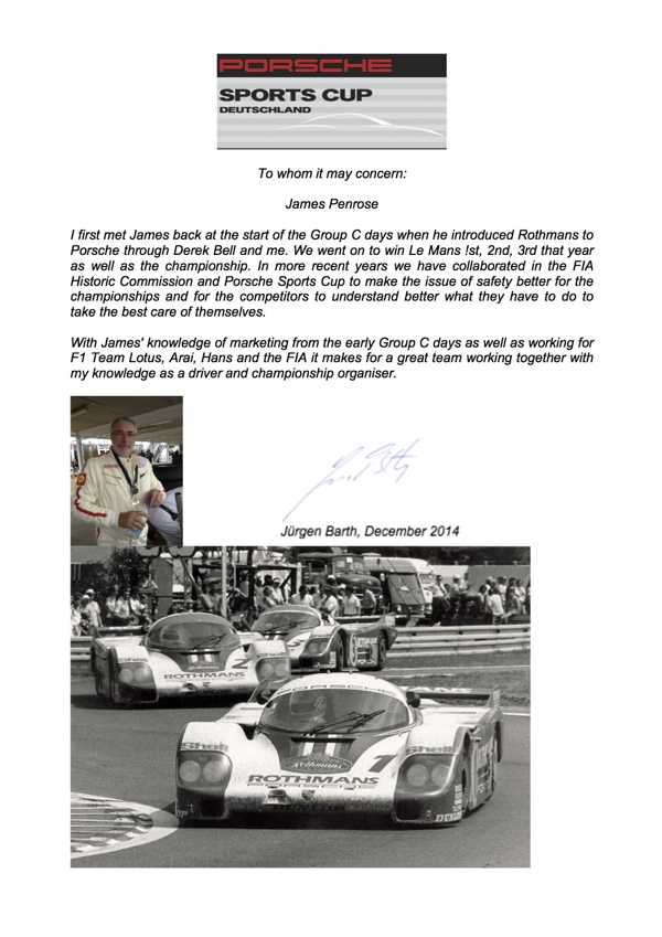 Jurgen Barth – Ref  Porsche – Jürgen Barth